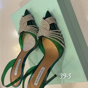 Aquazzura Green and Silver Women's Shoes
